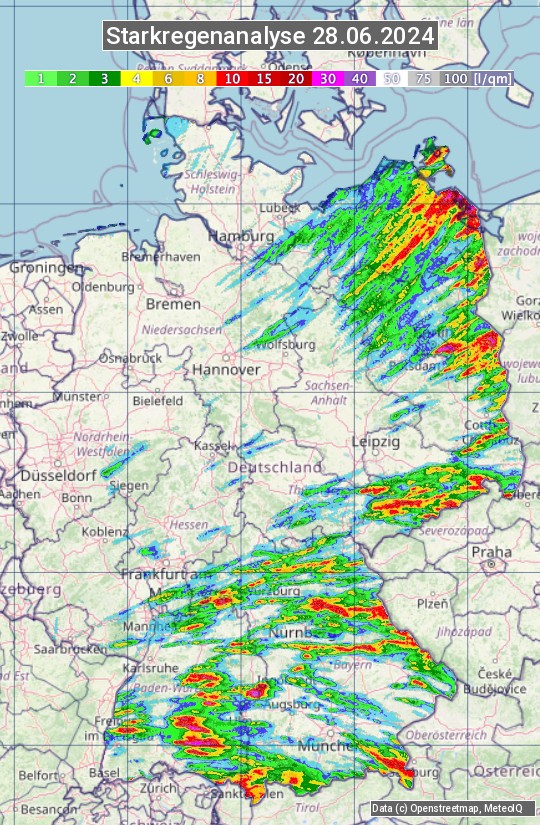 Karte mit Unwetteranalyse