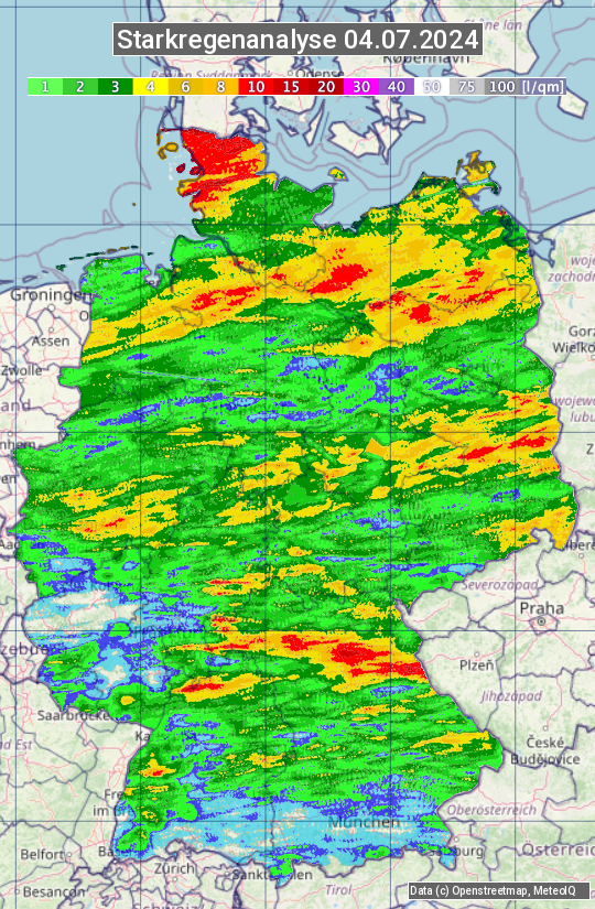 Karte mit Unwetteranalyse