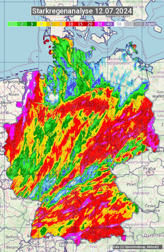 Karte mit Unwetteranalyse