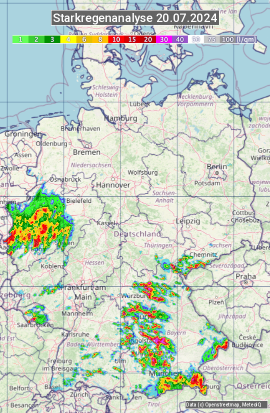 Karte mit Unwetteranalyse