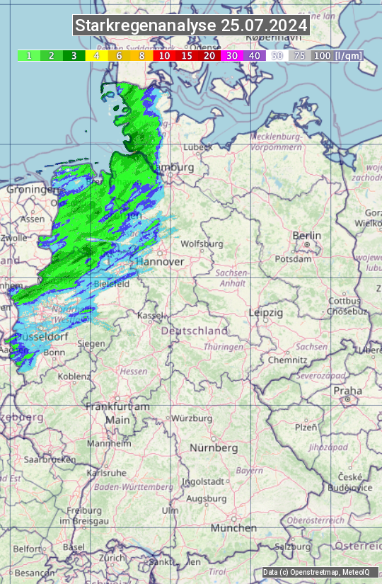 Karte mit Unwetteranalyse