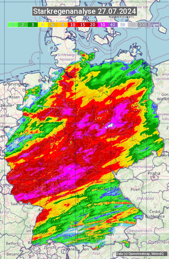 Karte mit Unwetteranalyse