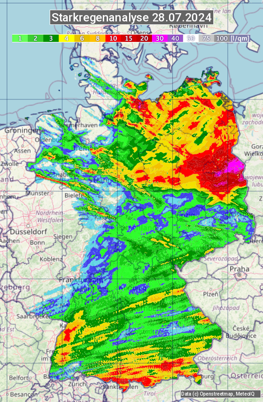 Karte mit Unwetteranalyse