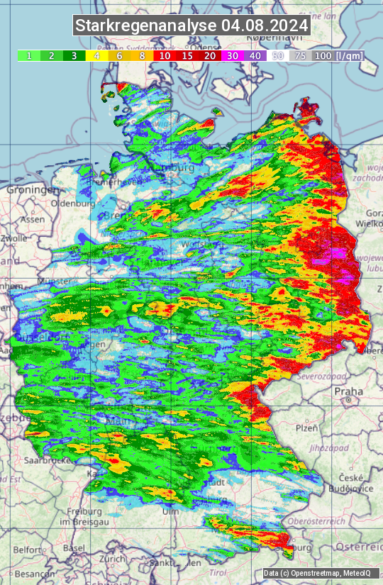 Karte mit Unwetteranalyse