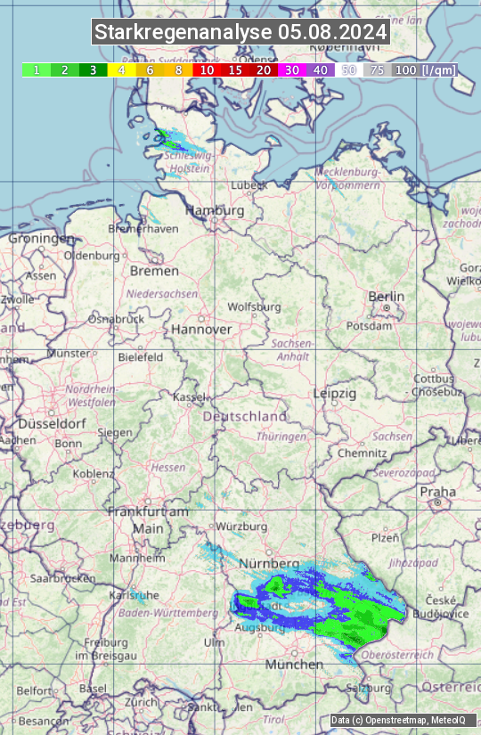 Karte mit Unwetteranalyse