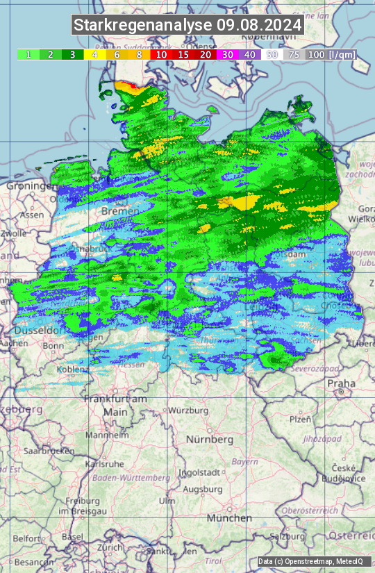 Karte mit Unwetteranalyse