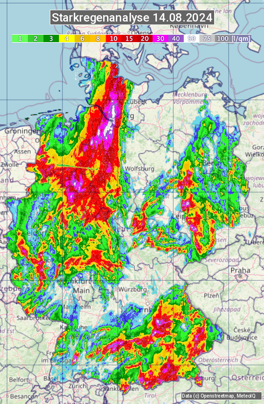 Karte mit Unwetteranalyse