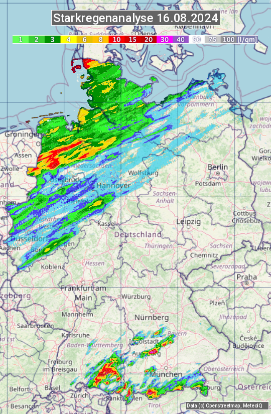 Karte mit Unwetteranalyse