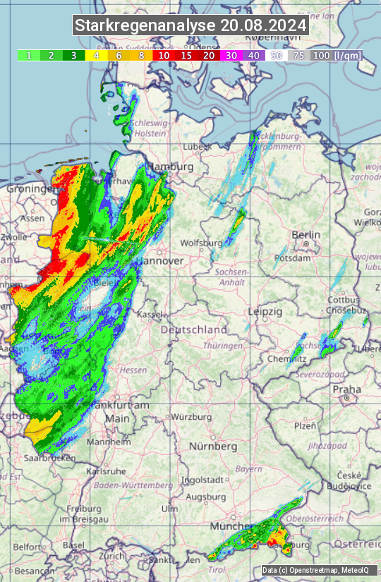 Karte mit Unwetteranalyse