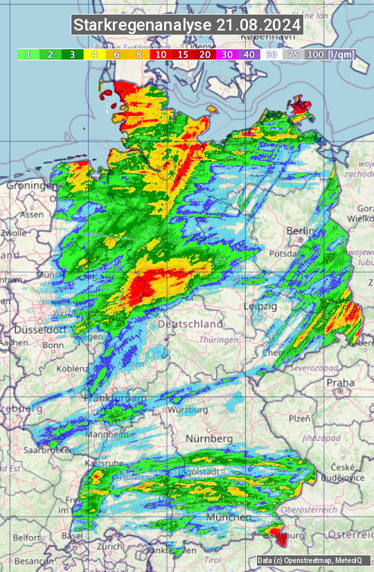 Karte mit Unwetteranalyse