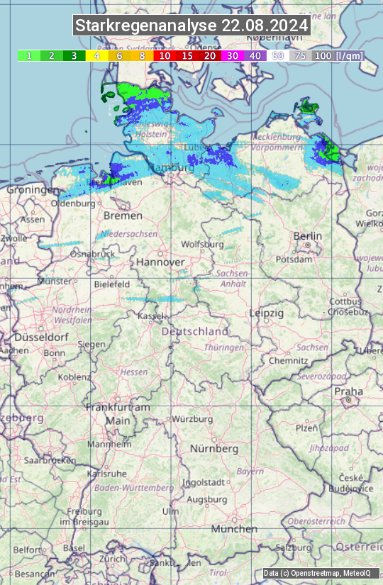 Karte mit Unwetteranalyse