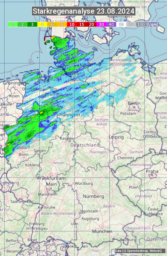 Karte mit Unwetteranalyse