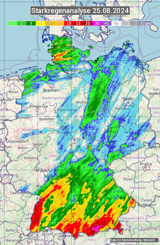 Karte mit Unwetteranalyse