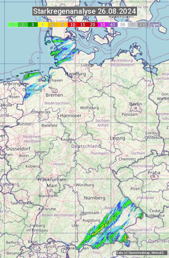 Karte mit Unwetteranalyse