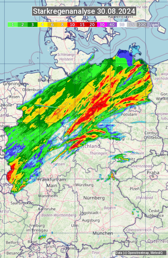 Karte mit Unwetteranalyse