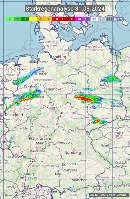 Karte mit Unwetteranalyse