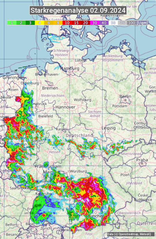 Karte mit Unwetteranalyse