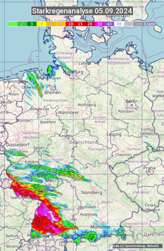 Karte mit Unwetteranalyse