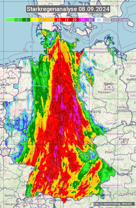 Karte mit Unwetteranalyse