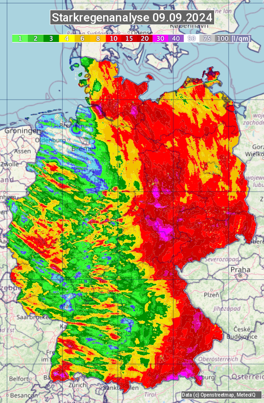 Karte mit Unwetteranalyse