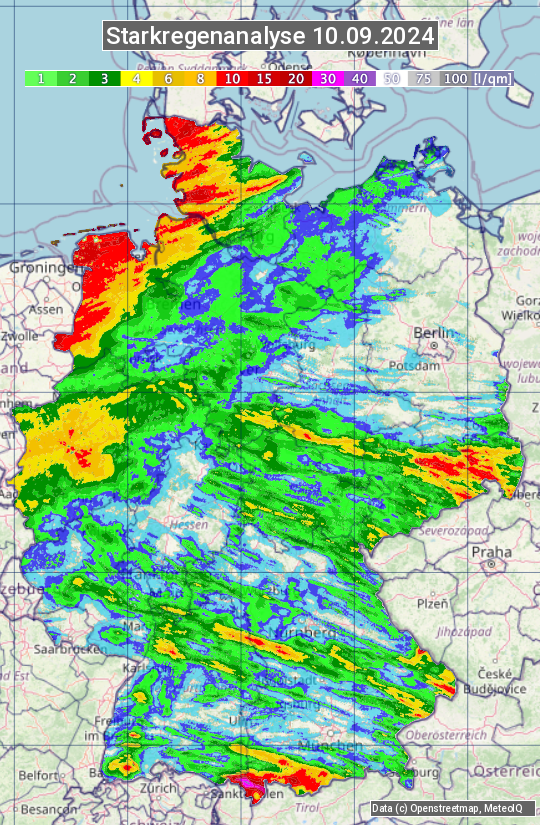 Karte mit Unwetteranalyse