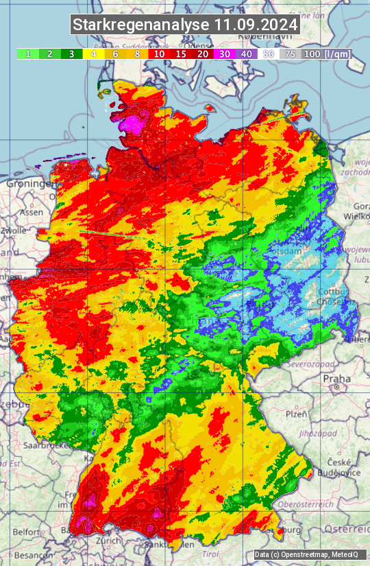 Karte mit Unwetteranalyse