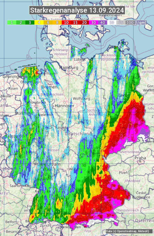 Karte mit Unwetteranalyse