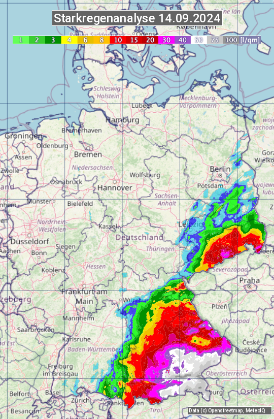 Karte mit Unwetteranalyse