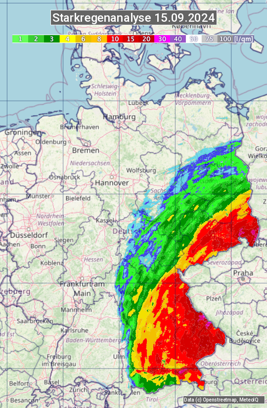 Karte mit Unwetteranalyse