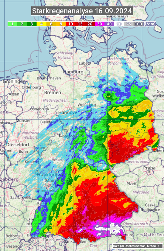 Karte mit Unwetteranalyse