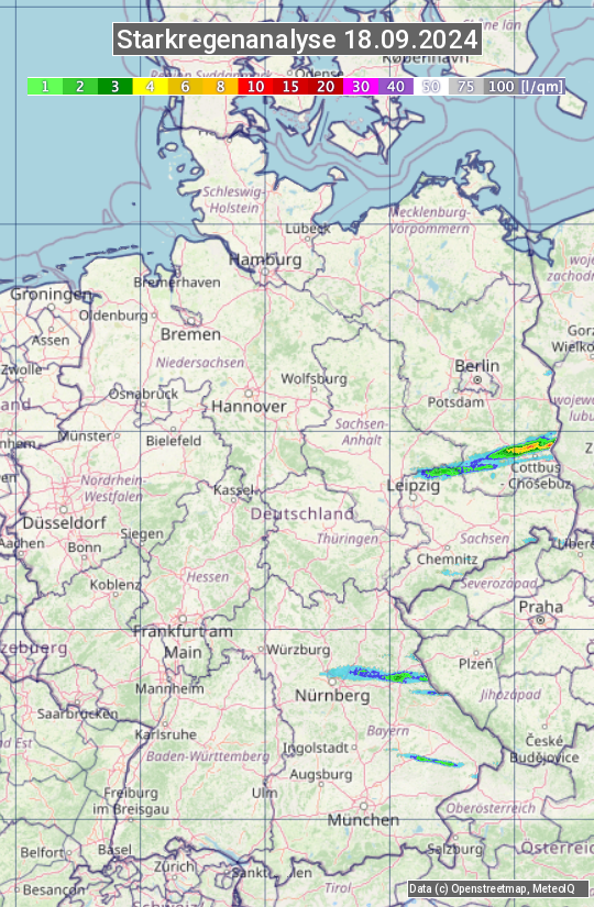 Karte mit Unwetteranalyse