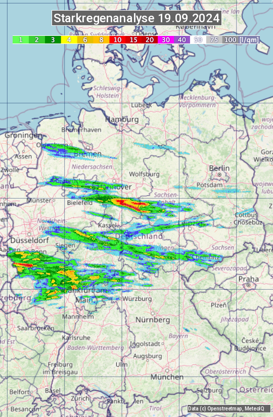 Karte mit Unwetteranalyse