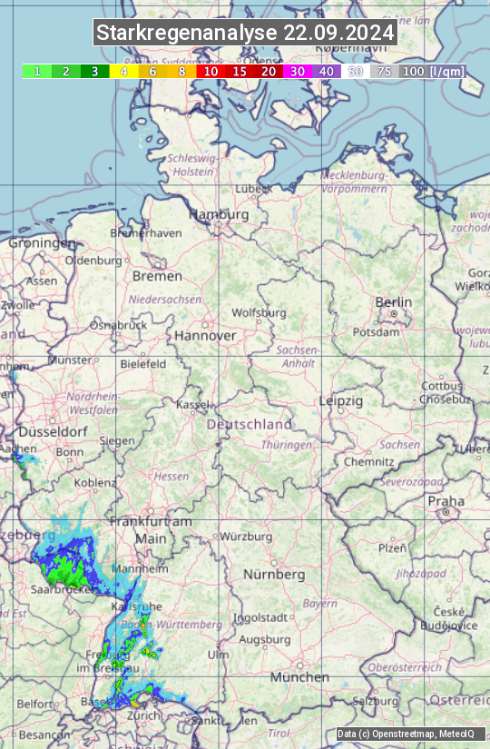 Karte mit Unwetteranalyse