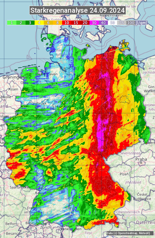 Karte mit Unwetteranalyse