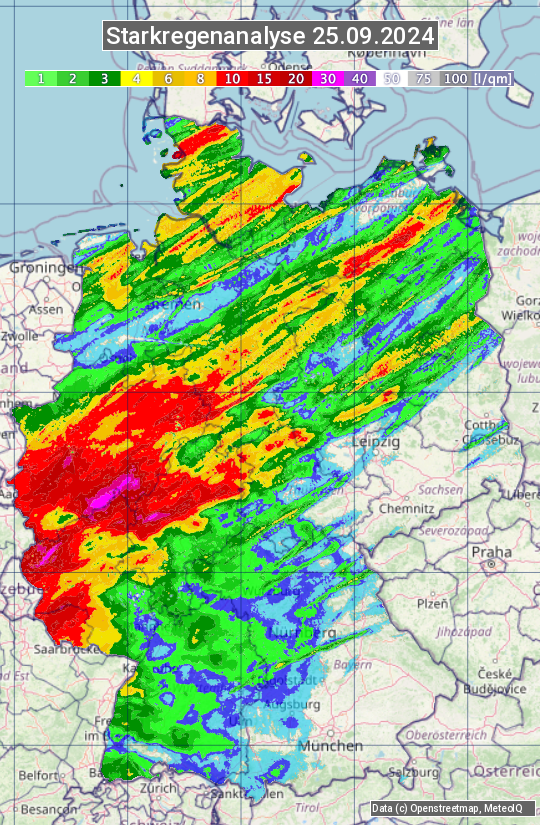 Karte mit Unwetteranalyse