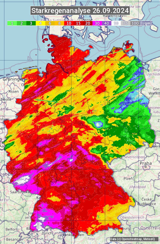 Karte mit Unwetteranalyse