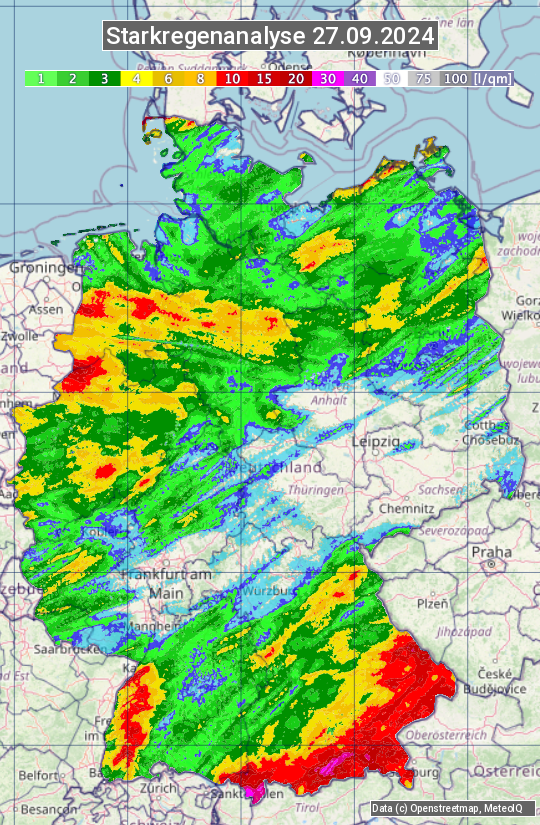 Karte mit Unwetteranalyse