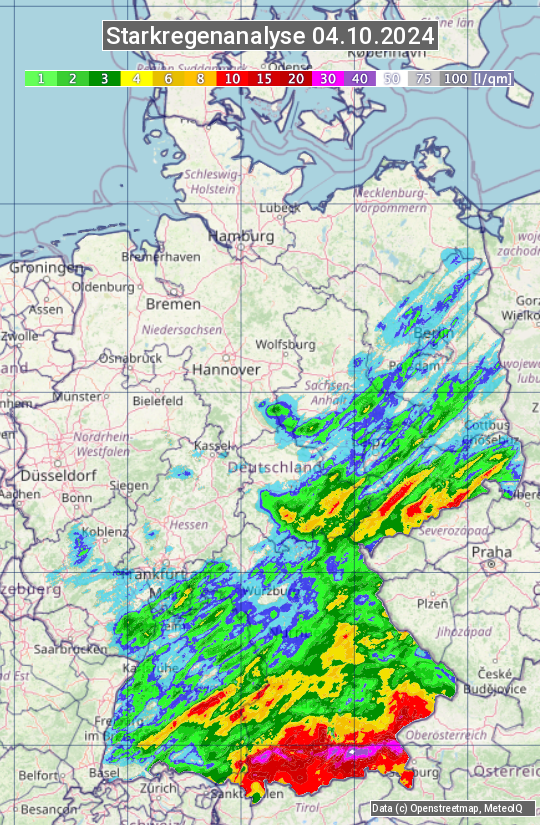 Karte mit Unwetteranalyse