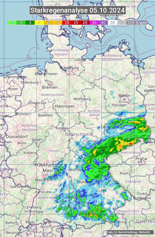 Karte mit Unwetteranalyse