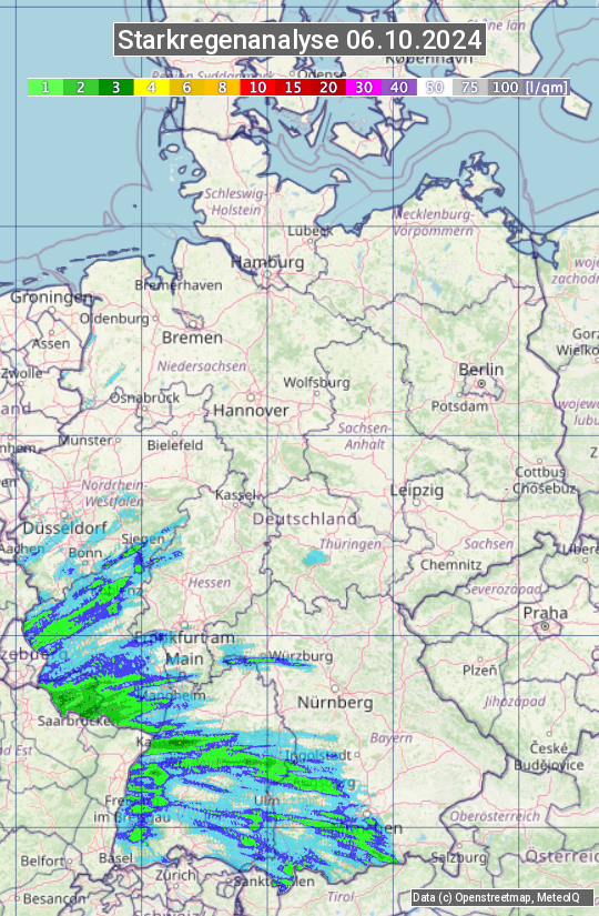 Karte mit Unwetteranalyse