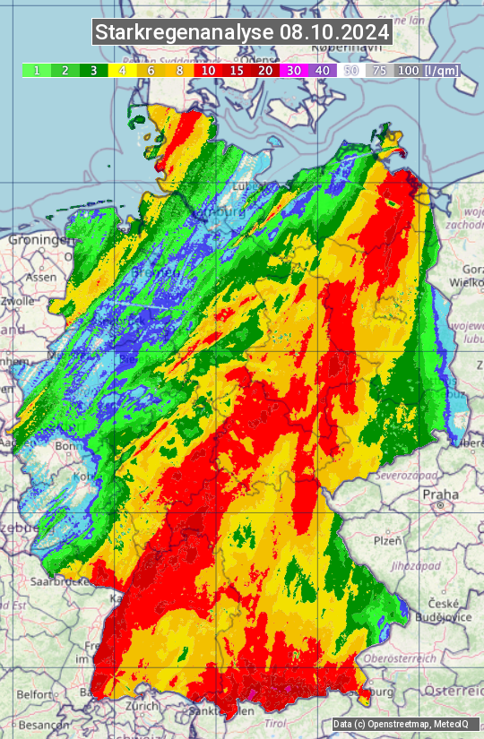 Karte mit Unwetteranalyse