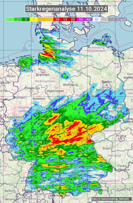 Karte mit Unwetteranalyse