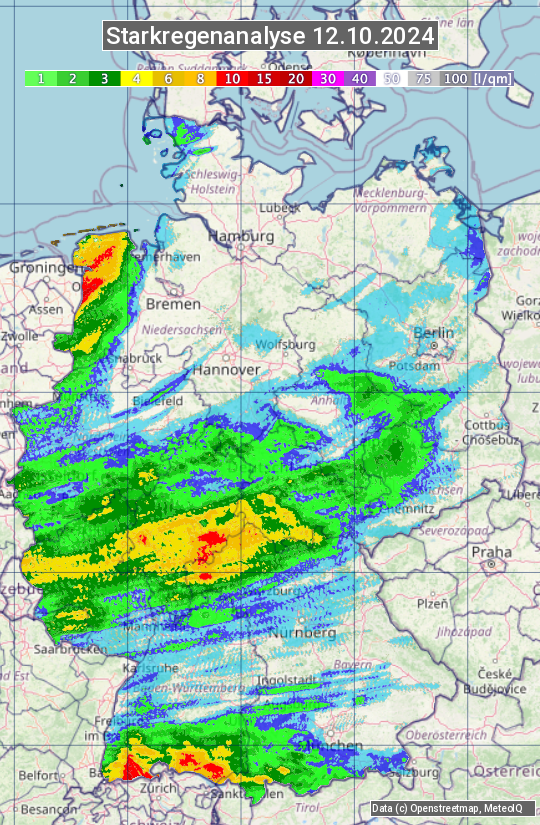 Karte mit Unwetteranalyse