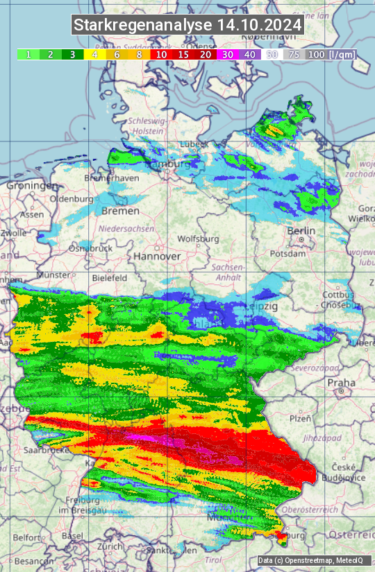 Karte mit Unwetteranalyse