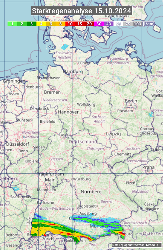 Karte mit Unwetteranalyse