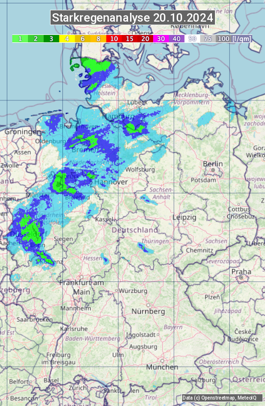 Karte mit Unwetteranalyse