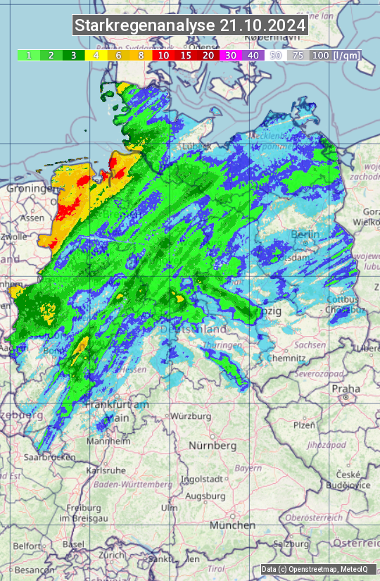 Karte mit Unwetteranalyse