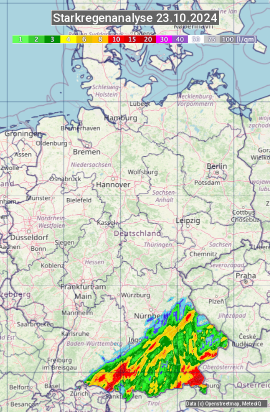 Karte mit Unwetteranalyse