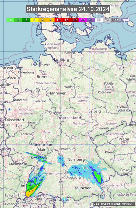 Karte mit Unwetteranalyse