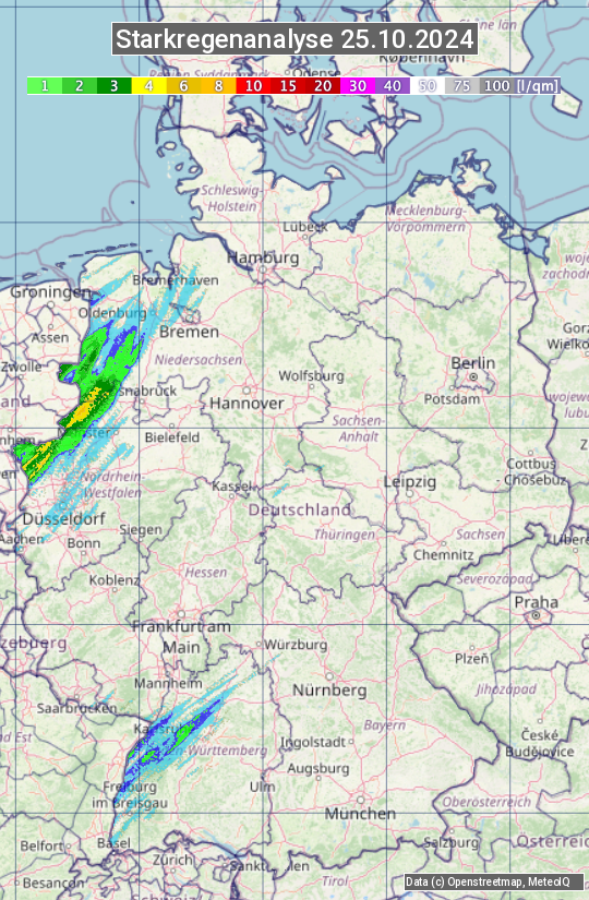 Karte mit Unwetteranalyse